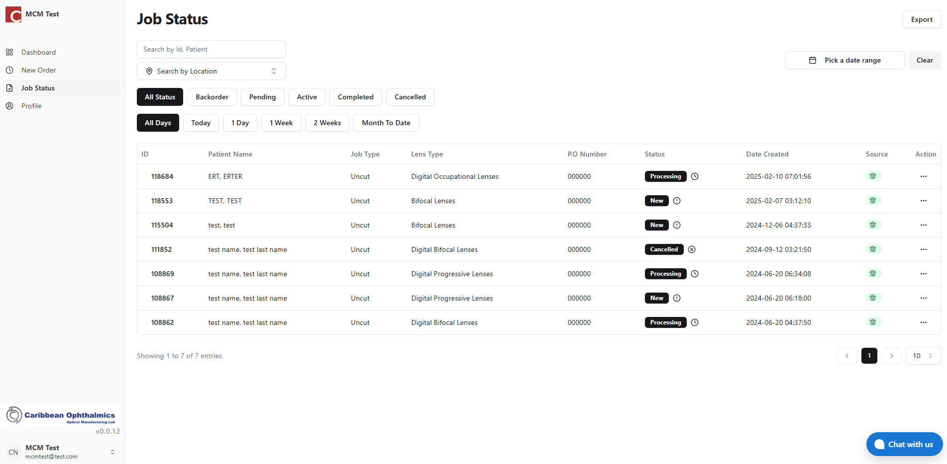 Orders Page